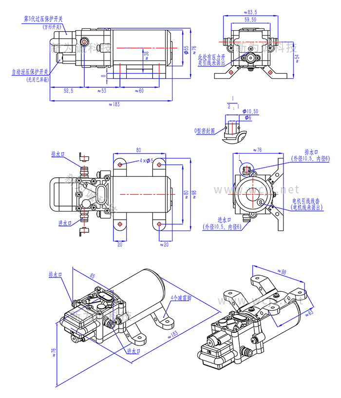 ΢�͸�ѹˮ��PSP7050N��ά�ߴ�ͼ